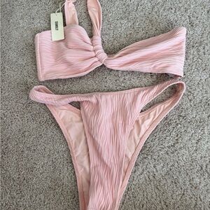 Elegant Pink Textured Bikini Set